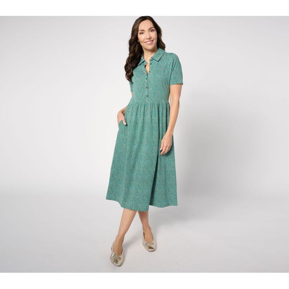 Denim & Co. Women's Petite Dress 1XP Printed Favorite Multi-colored
